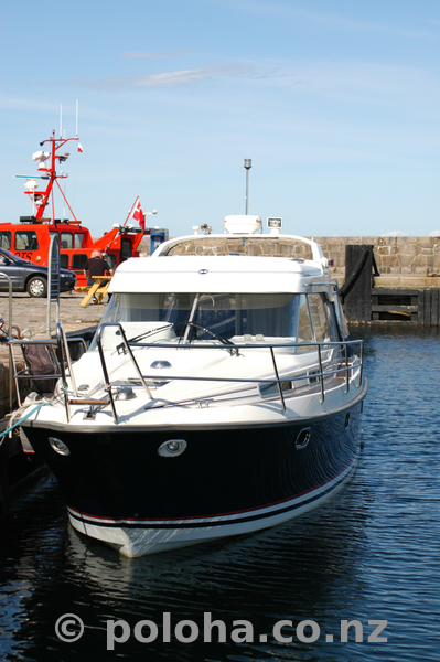motor yacht from bow portrait luxurious motor yacht in harbour at